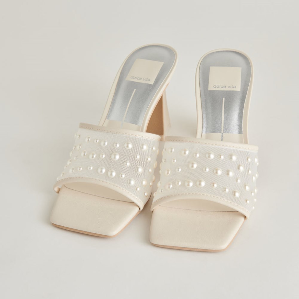 Dolce Vita Narda Pearl Heels Ivory Mesh