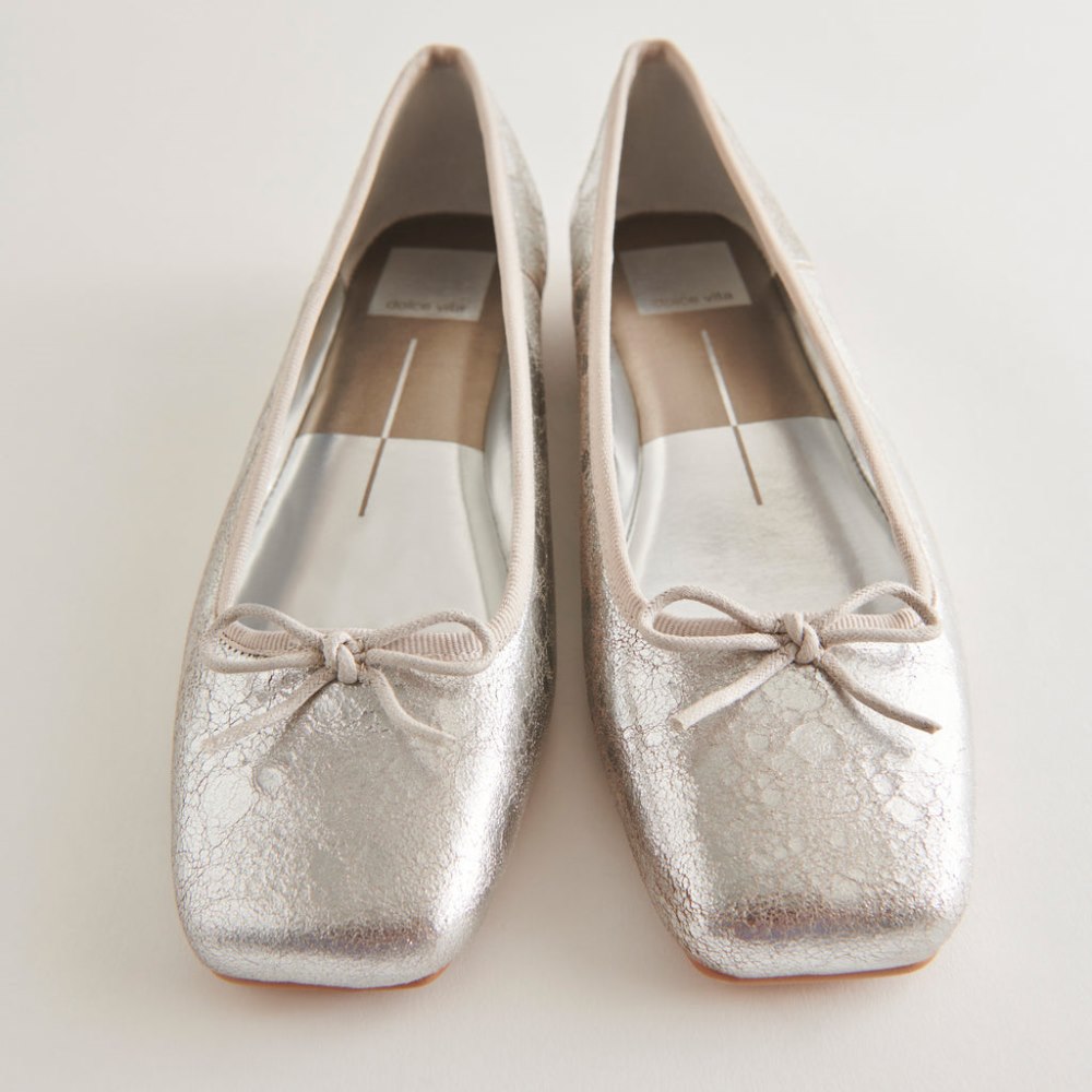 Dolce Vita Anisa Ballet Flats Silver Distressed Leather