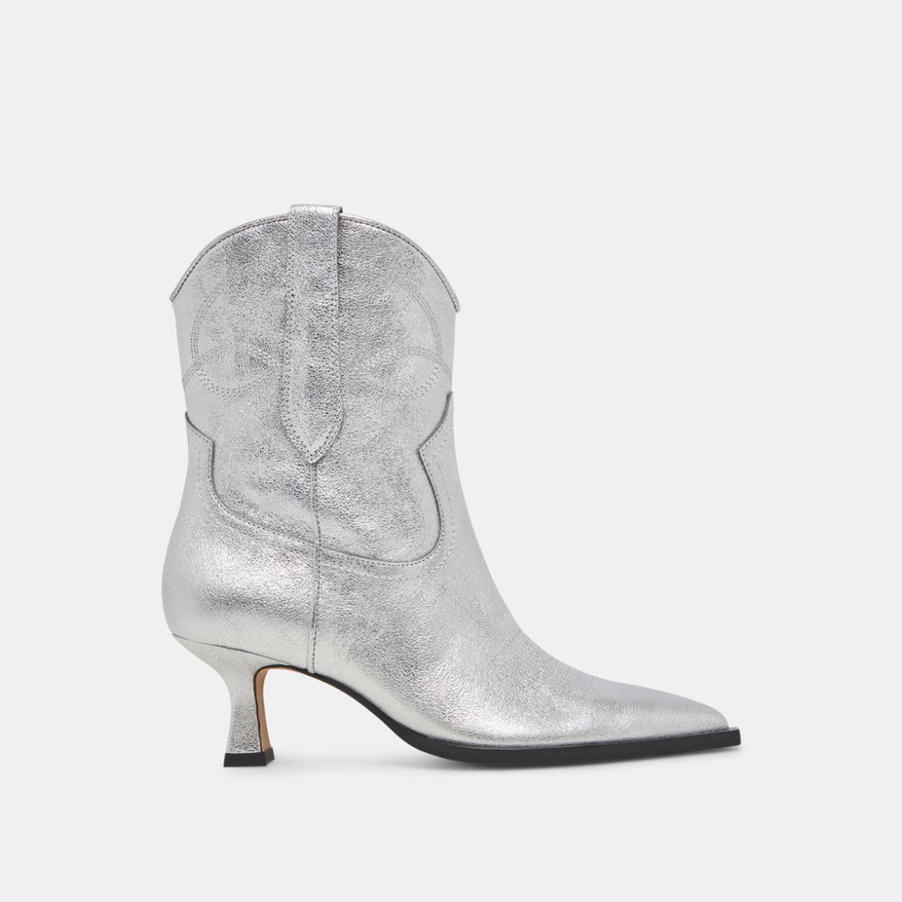 Dolce Vita Angel Booties Silver Metallic Leather