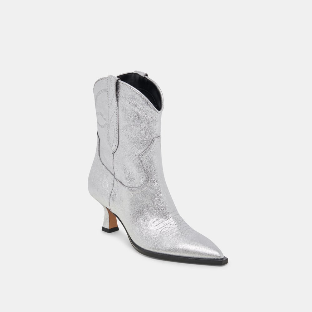 Dolce Vita Angel Booties Silver Metallic Leather