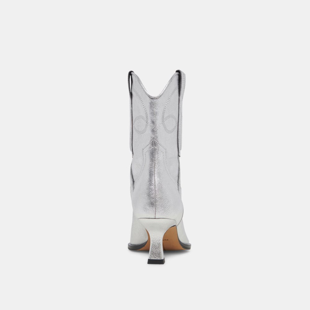 Dolce Vita Angel Booties Silver Metallic Leather