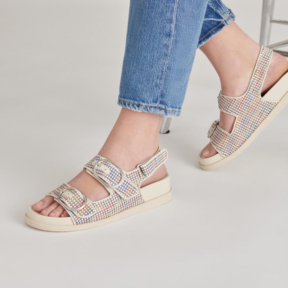 Dolce Vita Starla Pride Sandals White Multi Raffia