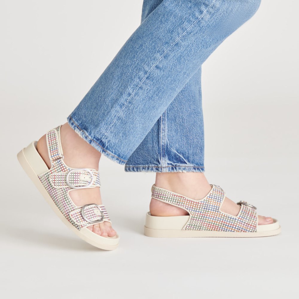 Dolce Vita Starla Pride Sandals White Multi Raffia