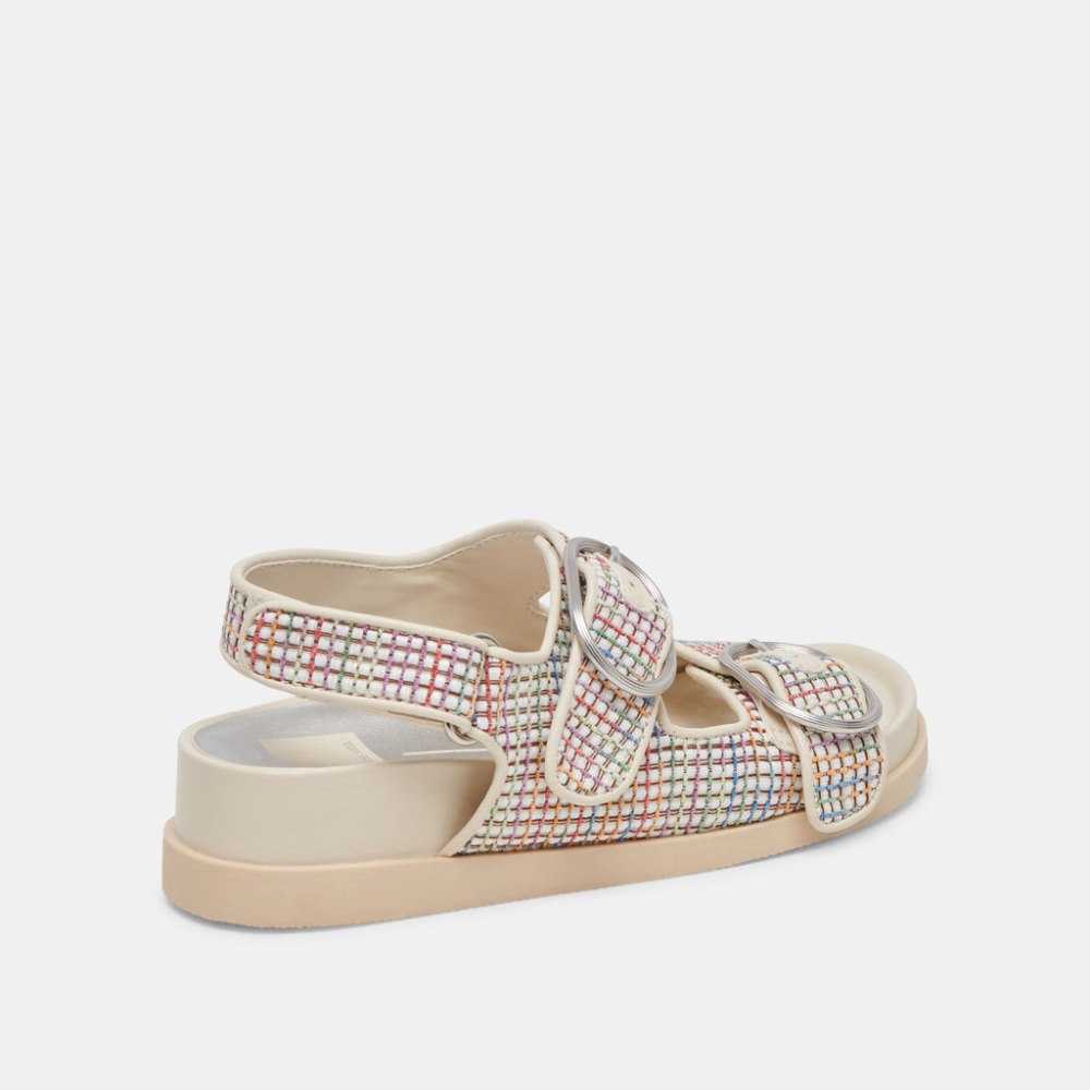 Dolce Vita Starla Pride Sandals White Multi Raffia