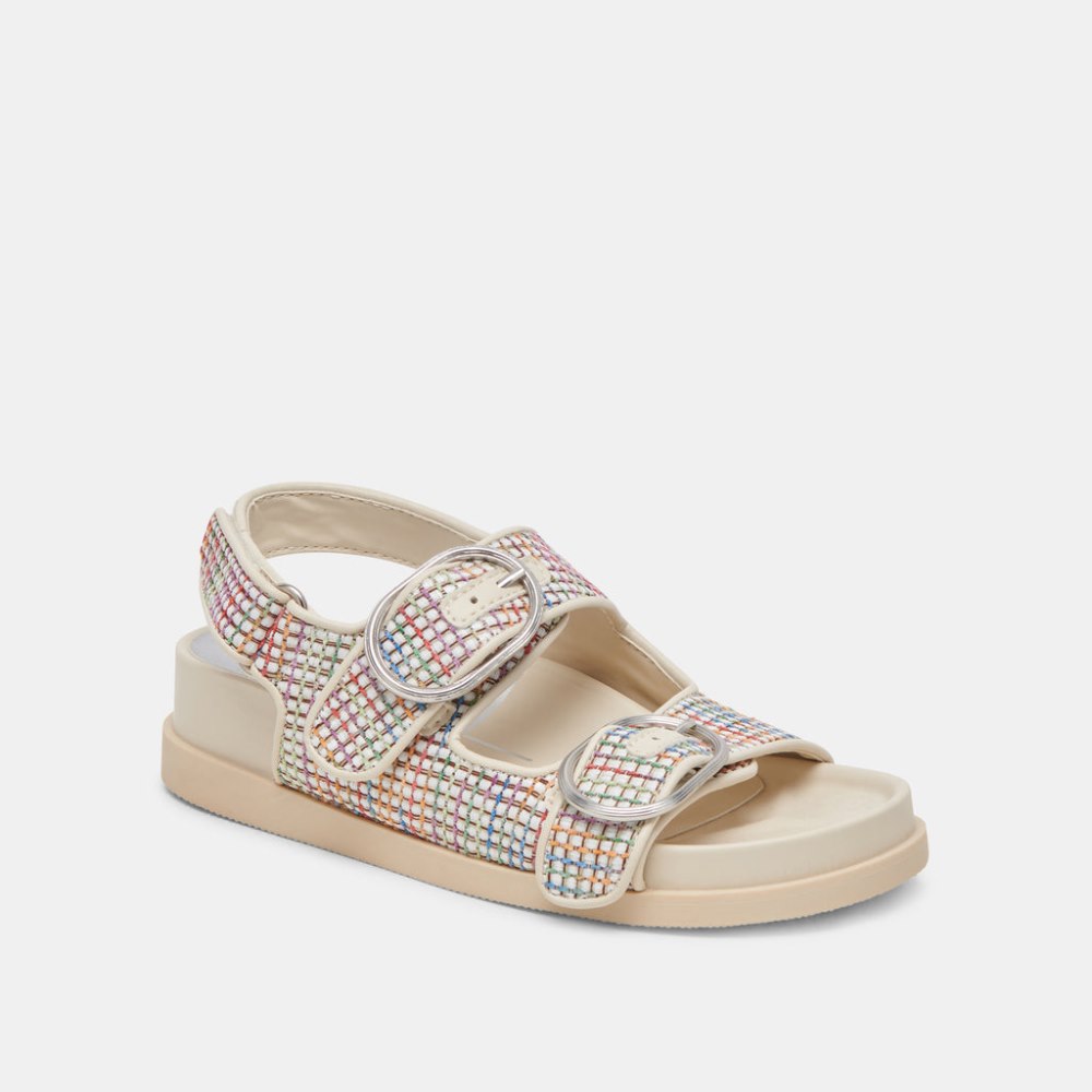 Dolce Vita Starla Pride Sandals White Multi Raffia