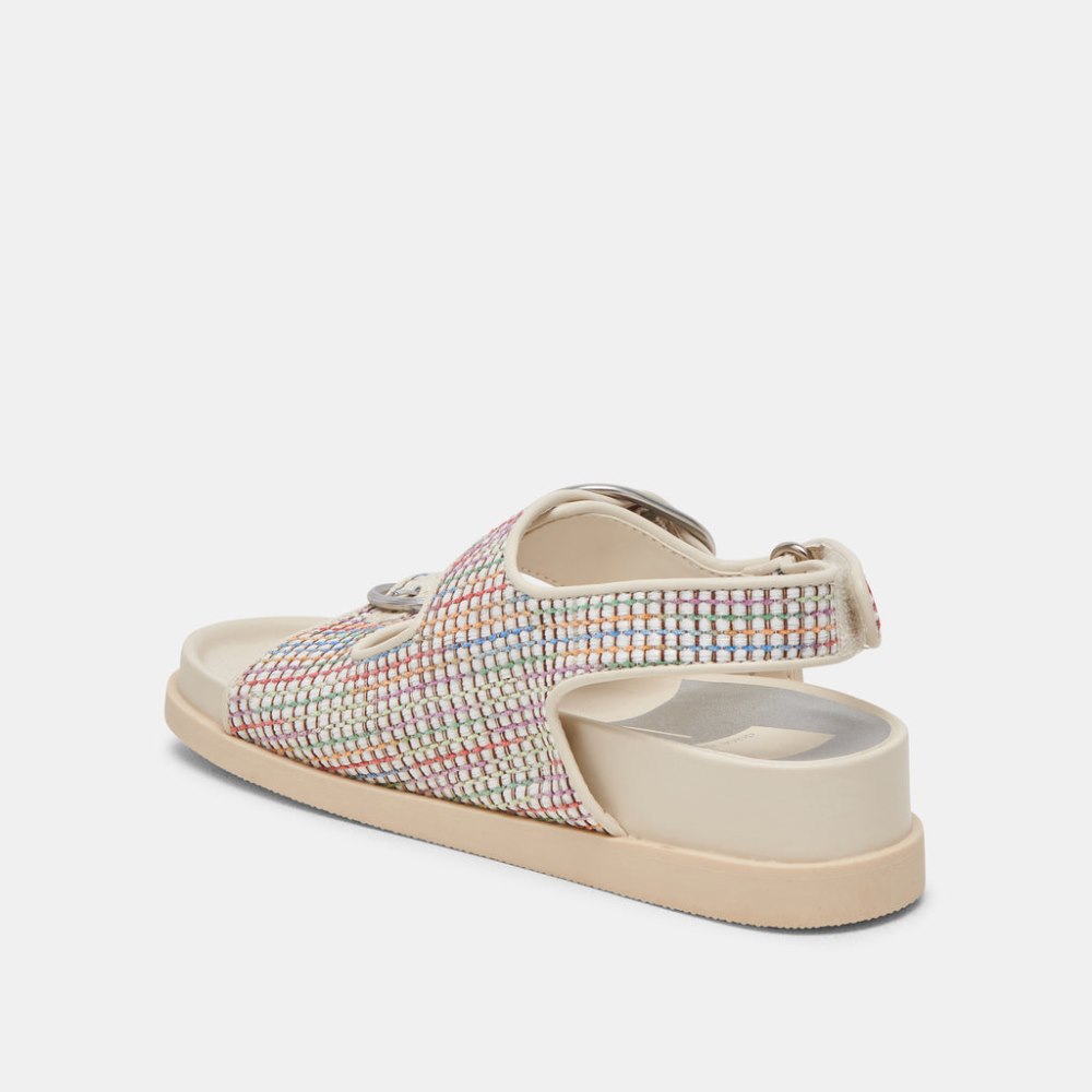 Dolce Vita Starla Pride Sandals White Multi Raffia