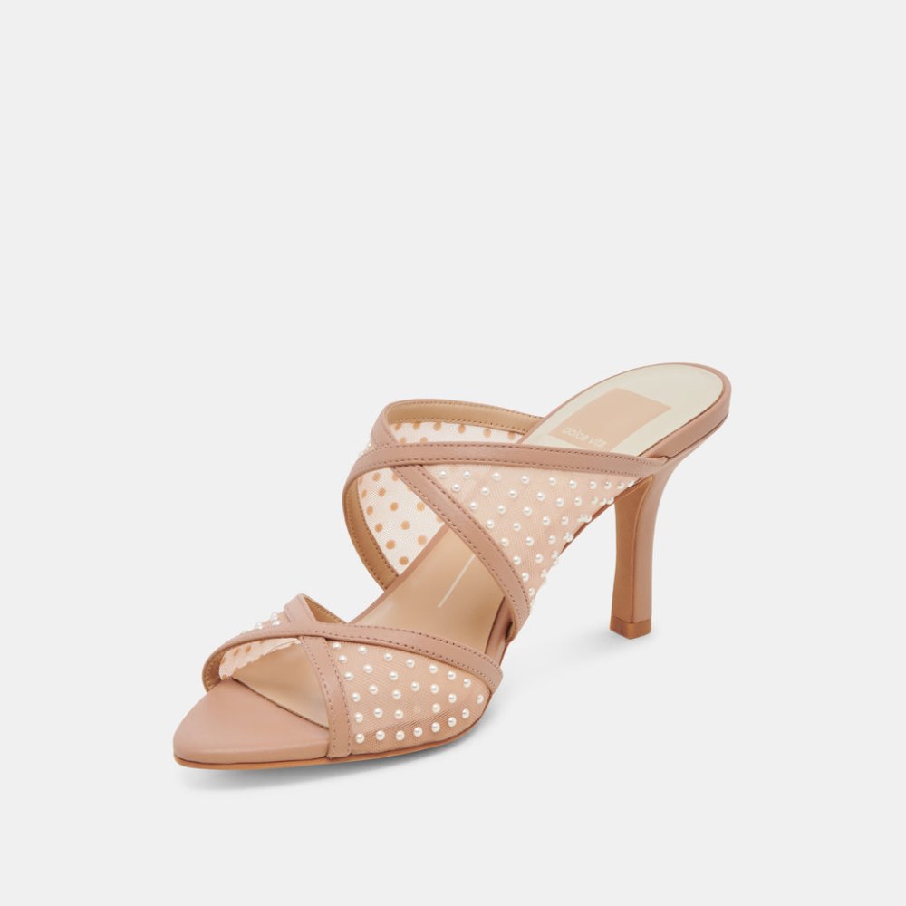 Dolce Vita Mandel Pearl Heels Cocoa Mesh