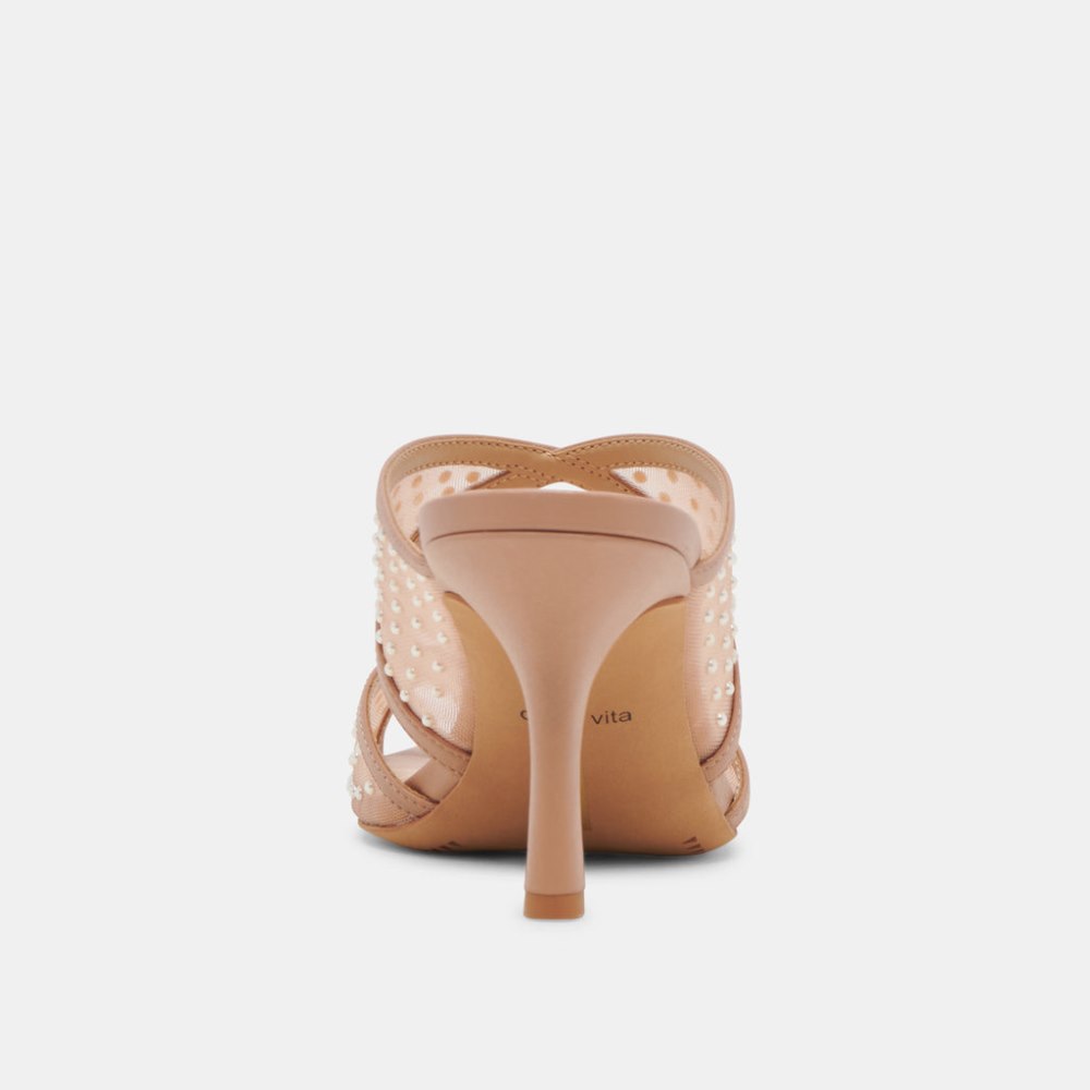 Dolce Vita Mandel Pearl Heels Cocoa Mesh