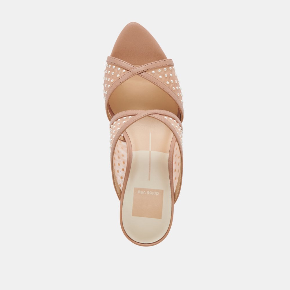Dolce Vita Mandel Pearl Heels Cocoa Mesh