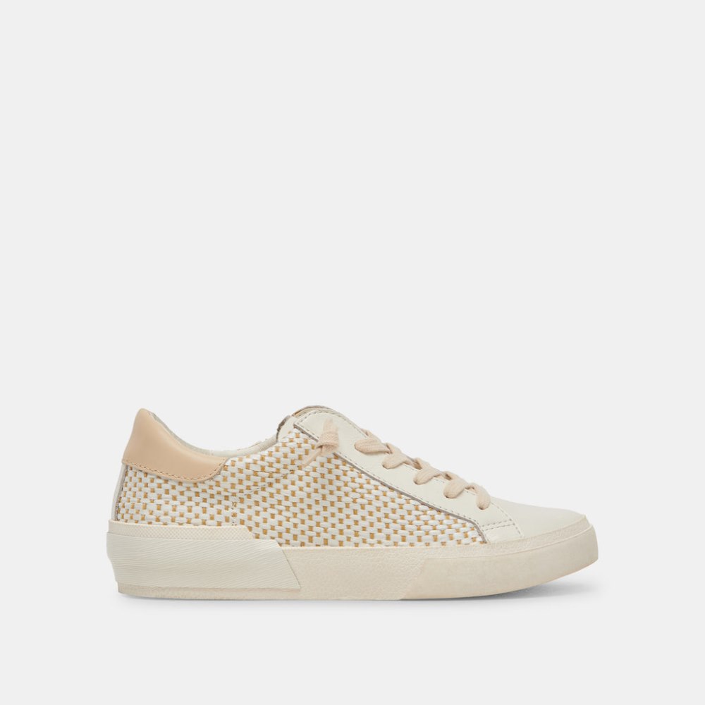 Dolce Vita Zina Sneakers Tan Cream Raffia