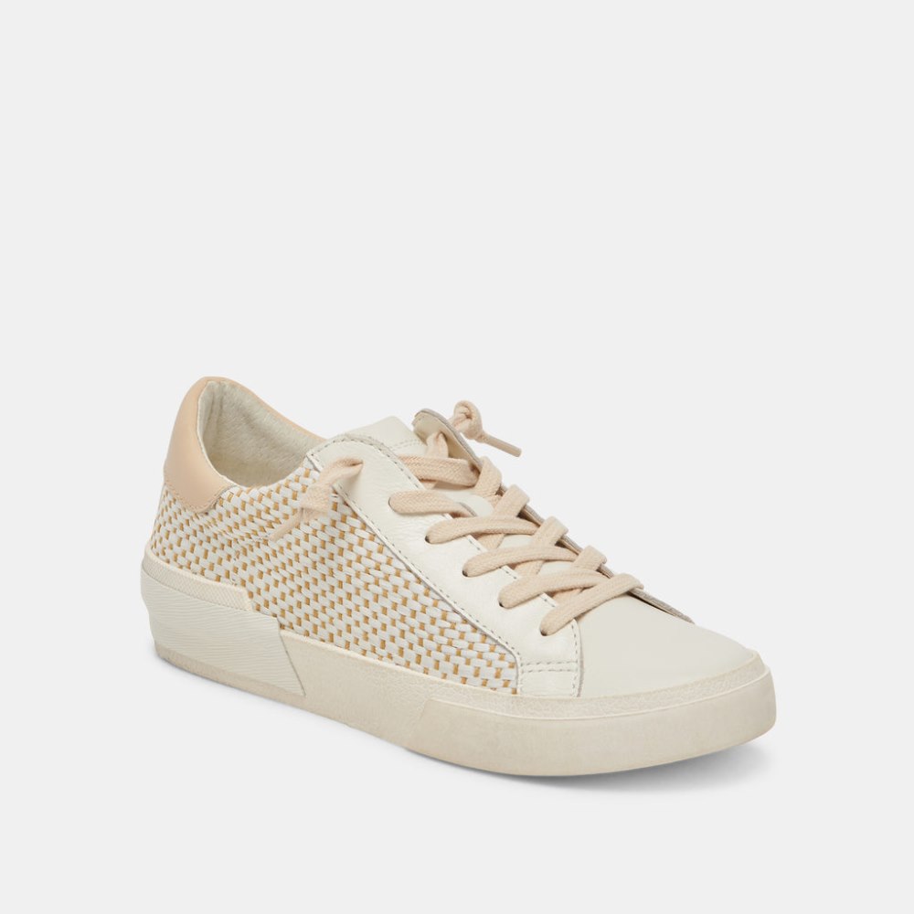 Dolce Vita Zina Sneakers Tan Cream Raffia