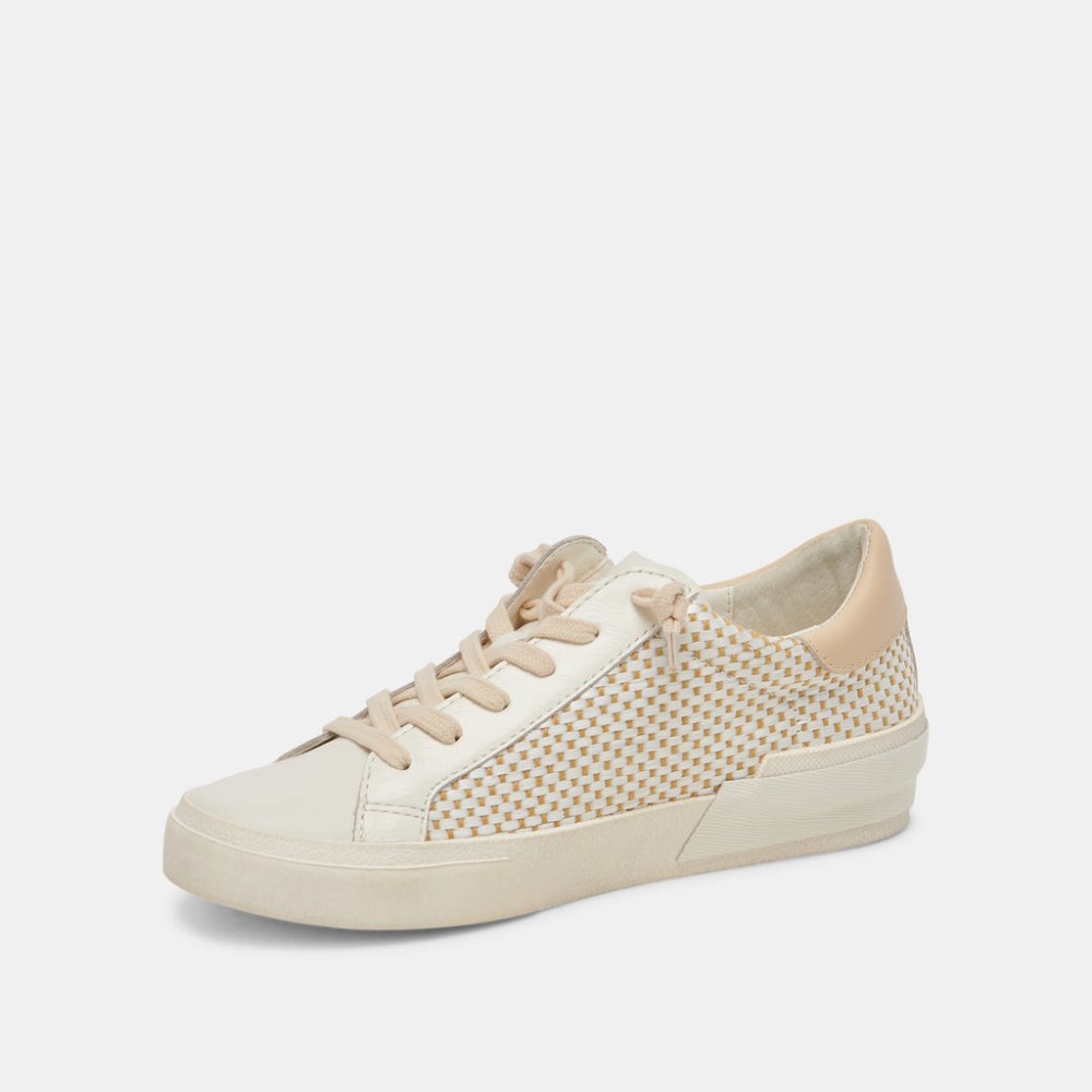 Dolce Vita Zina Sneakers Tan Cream Raffia