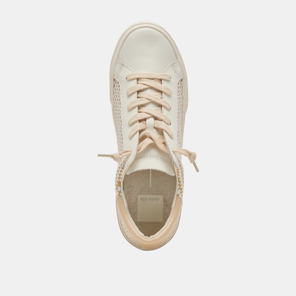 Dolce Vita Zina Sneakers Tan Cream Raffia