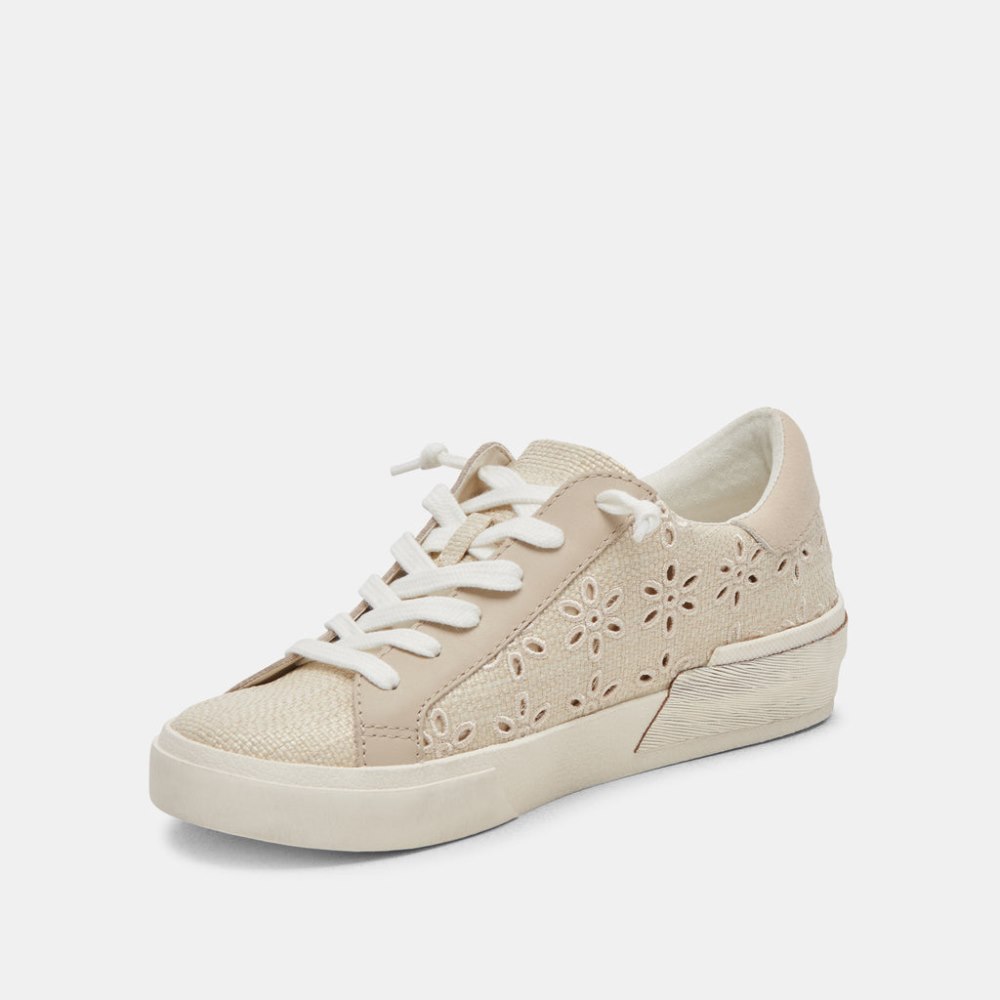 Dolce Vita Zina Sneakers Oatmeal Floral Eyelet