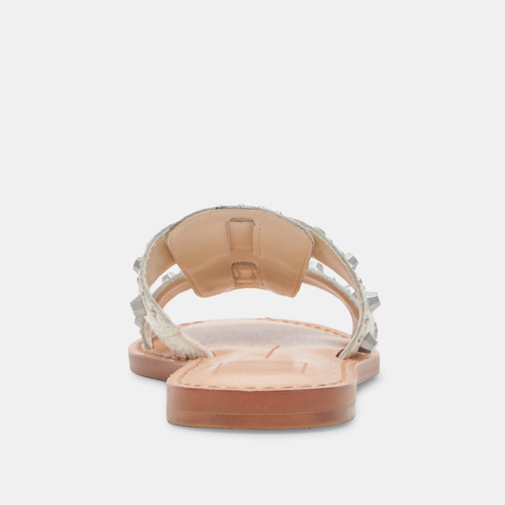 Dolce Vita Wesla Stud Sandals Ivory Crinkle Patent
