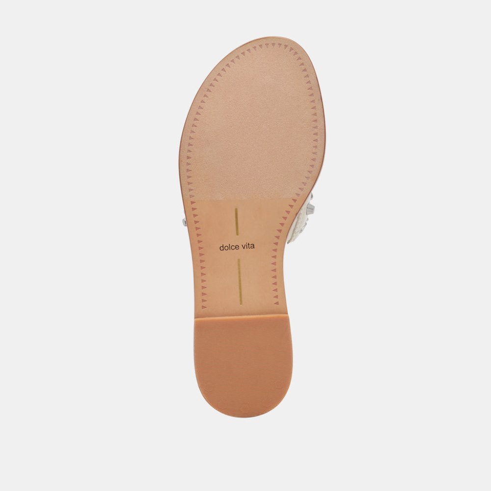 Dolce Vita Wesla Stud Sandals Ivory Crinkle Patent