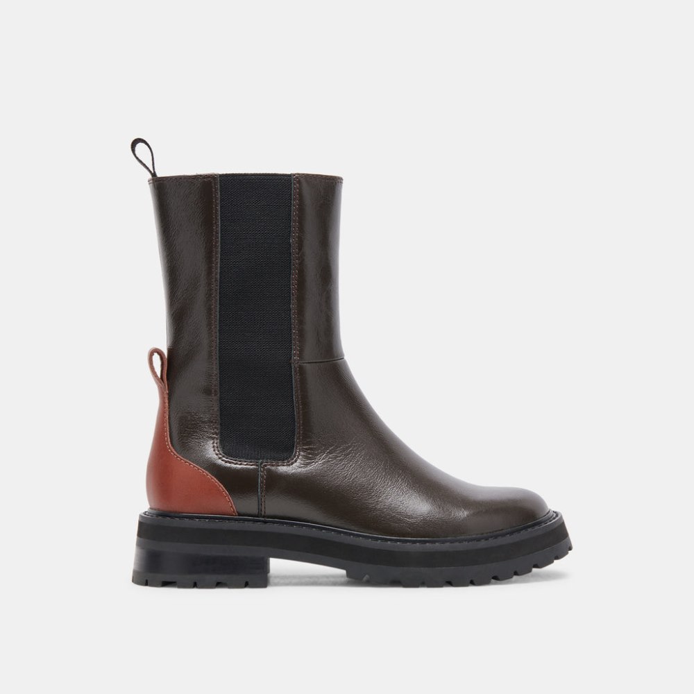 Dolce Vita Rich H2o Boots Brown Multi Crinkle Patent