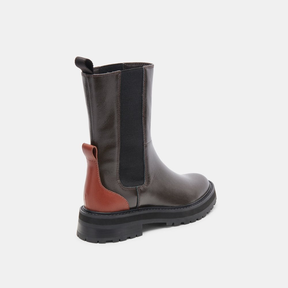 Dolce Vita Rich H2o Boots Brown Multi Crinkle Patent