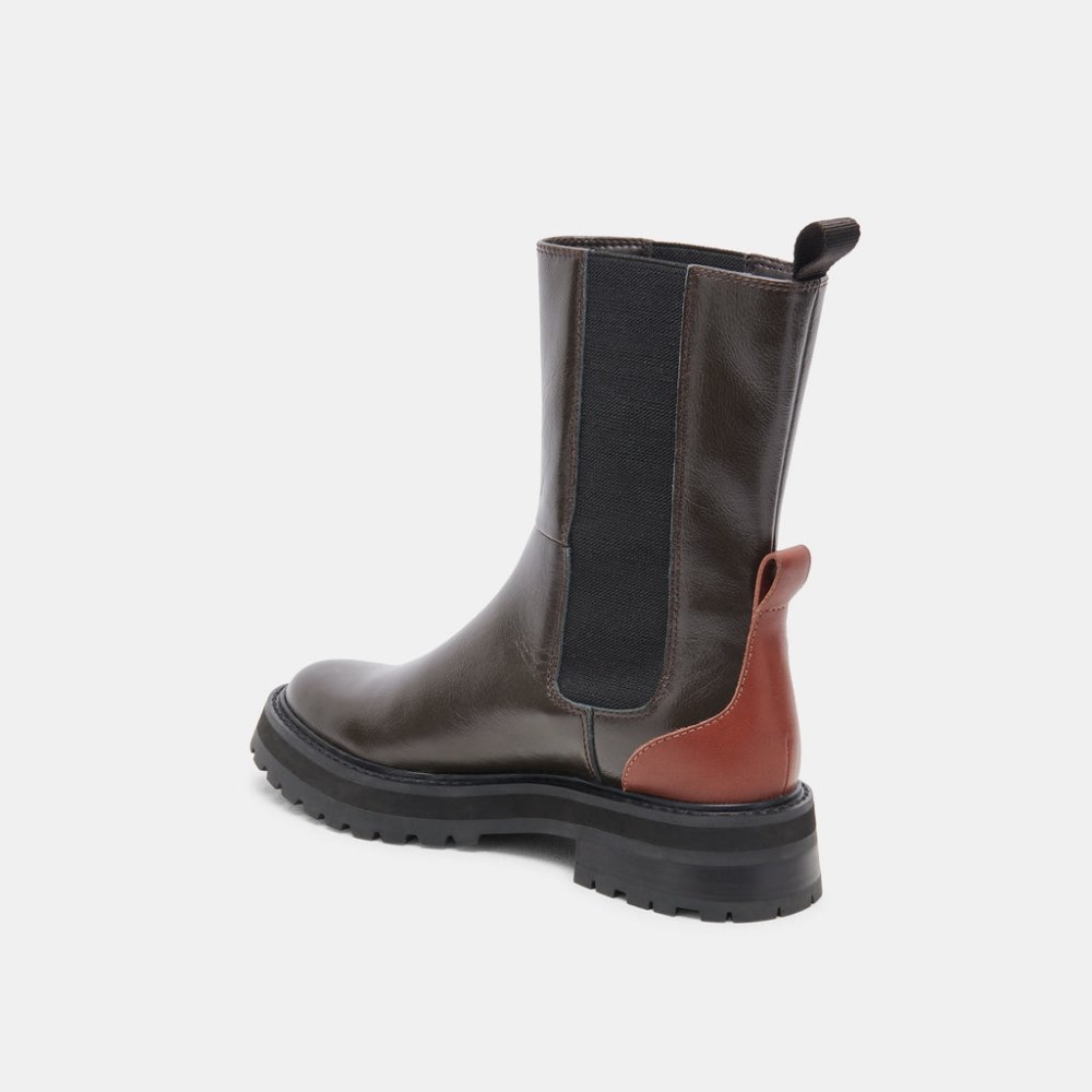 Dolce Vita Rich H2o Boots Brown Multi Crinkle Patent