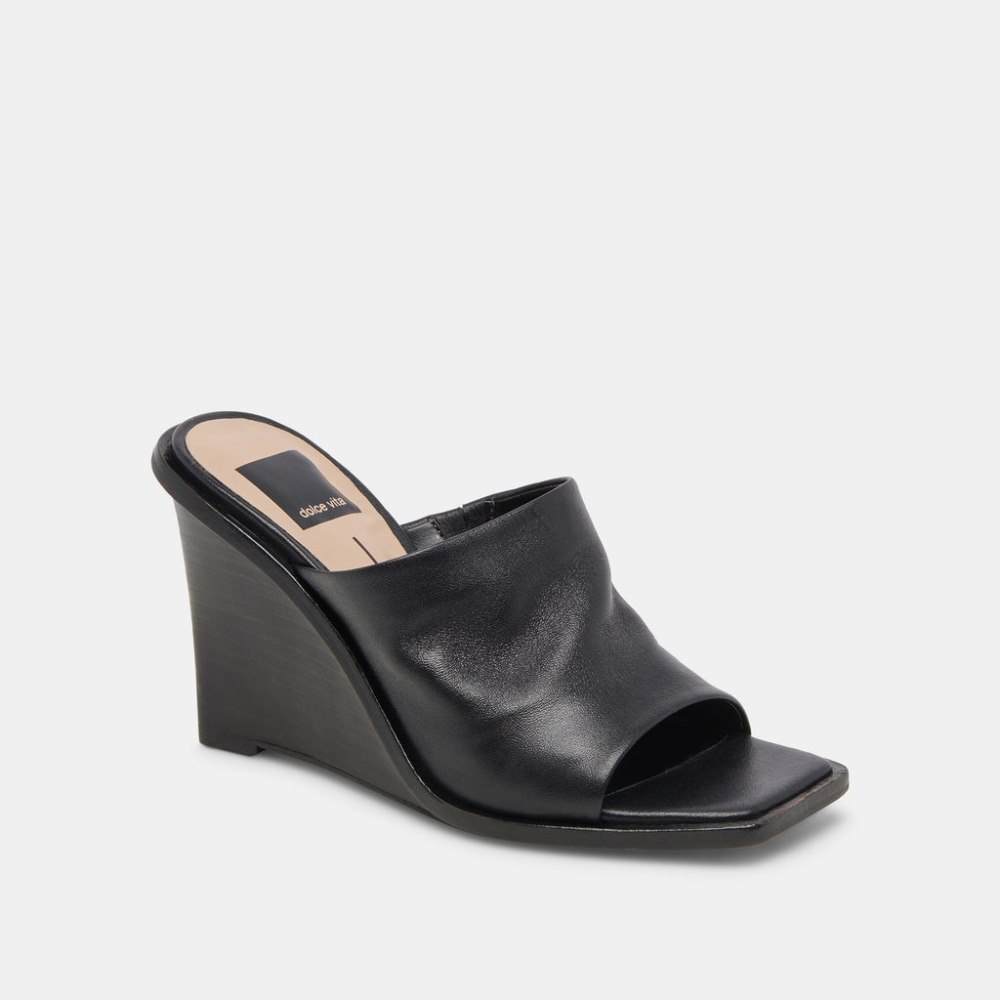 Dolce Vita Gilded Wedges Black Leather