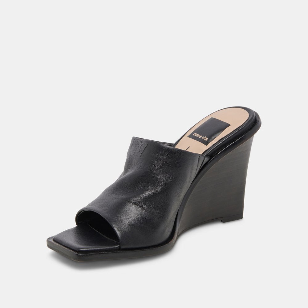 Dolce Vita Gilded Wedges Black Leather