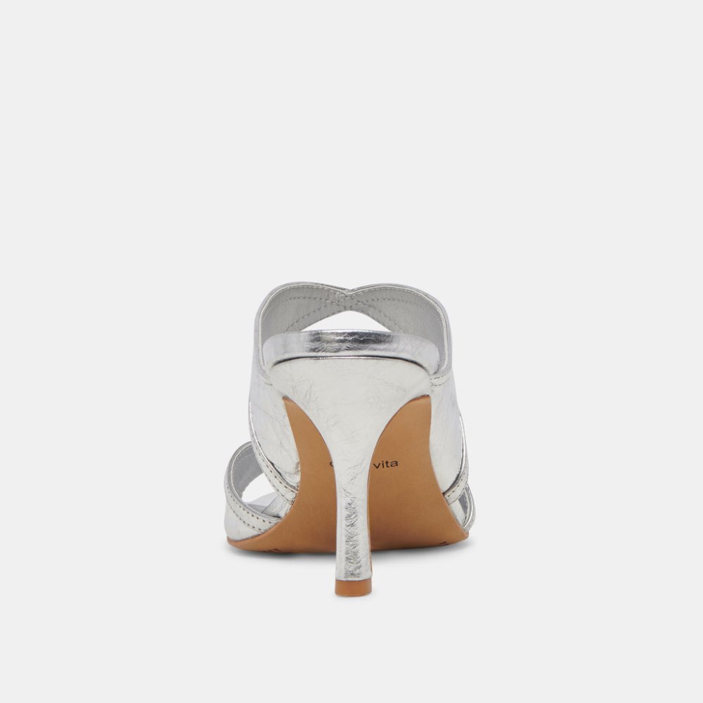 Dolce Vita Mandel Heels Silver Crinkle Patent