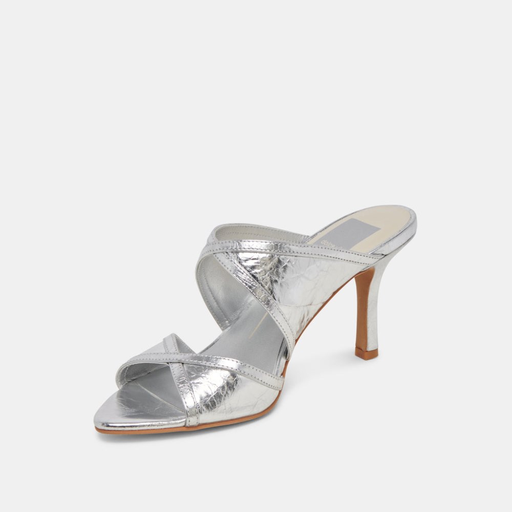 Dolce Vita Mandel Heels Silver Crinkle Patent