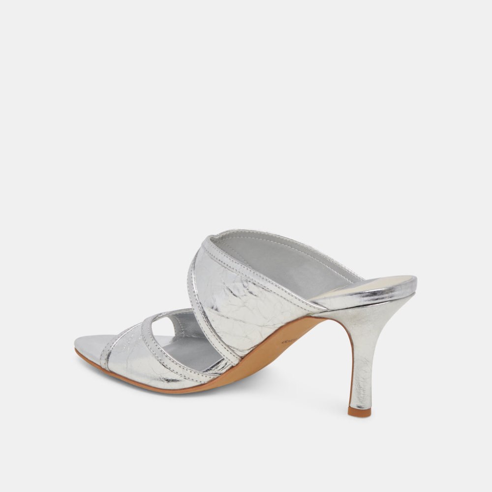 Dolce Vita Mandel Heels Silver Crinkle Patent