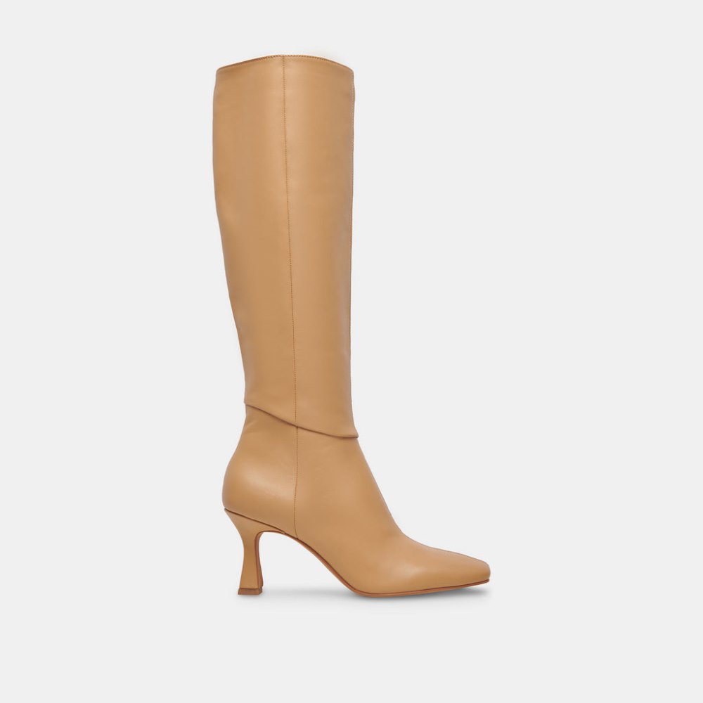 Dolce Vita Gyra Wide Calf Boots Tan Leather