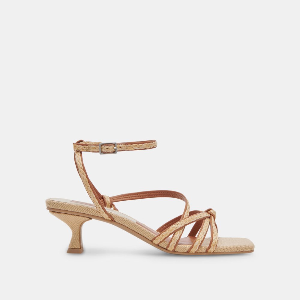 Dolce Vita Bev Braid Wide Heels Brown Natural Jute