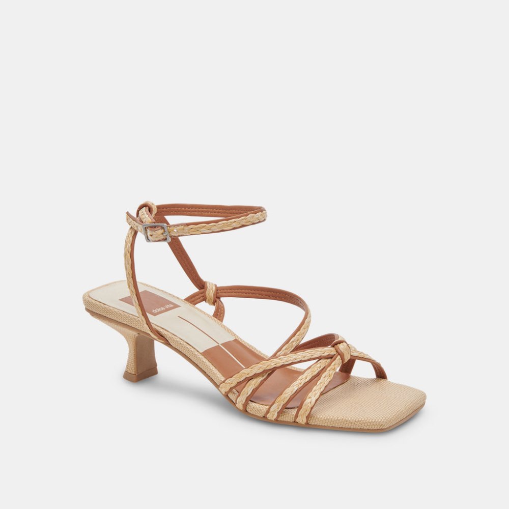 Dolce Vita Bev Braid Wide Heels Brown Natural Jute