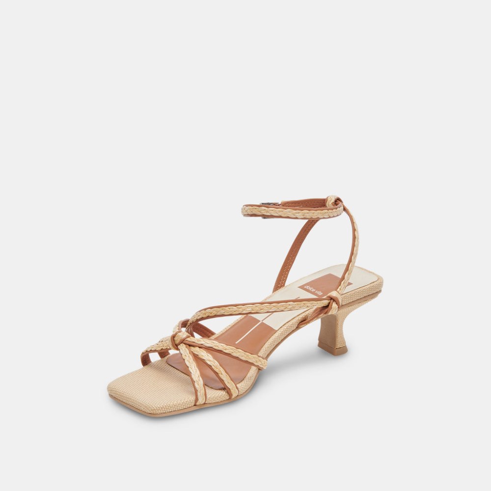 Dolce Vita Bev Braid Wide Heels Brown Natural Jute