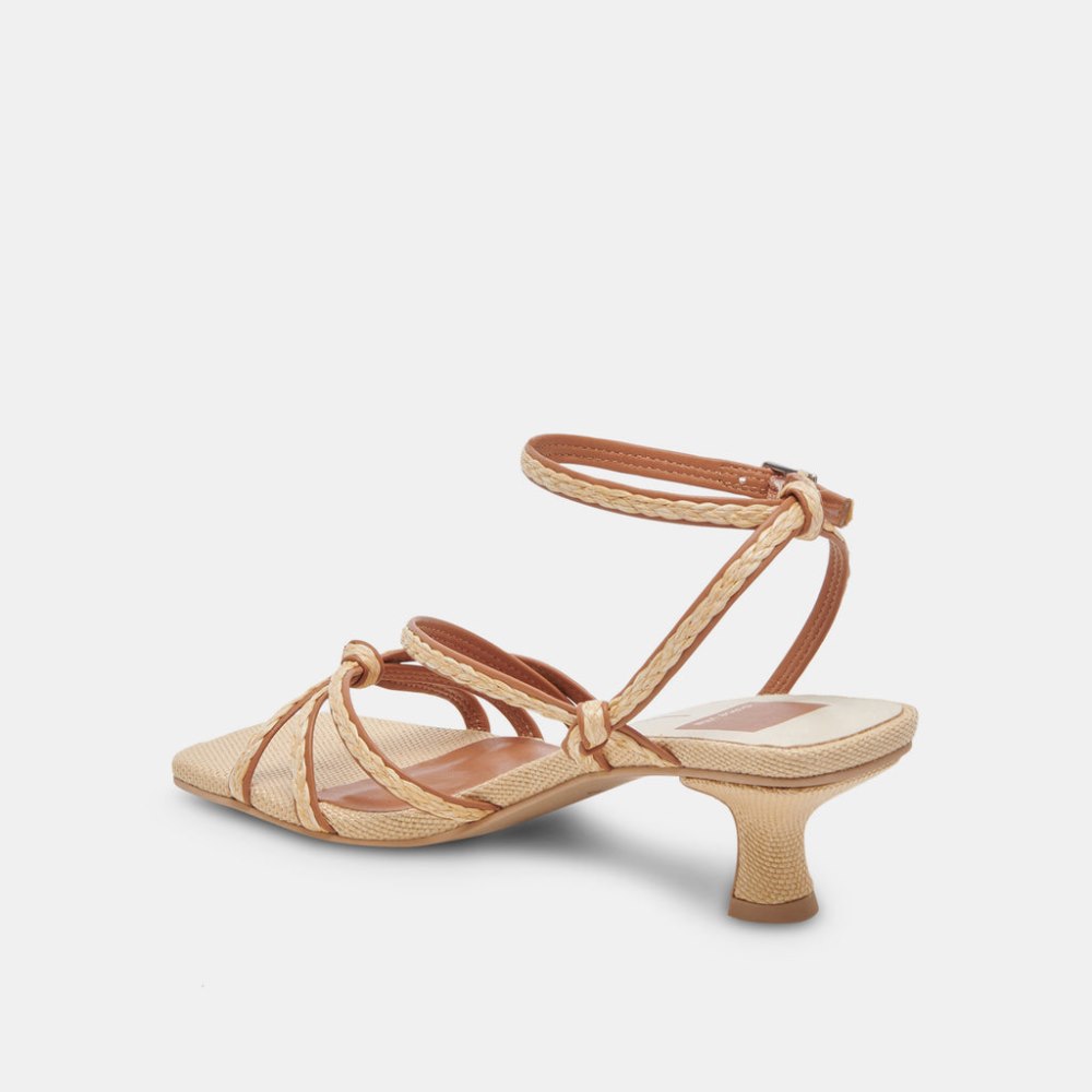 Dolce Vita Bev Braid Wide Heels Brown Natural Jute