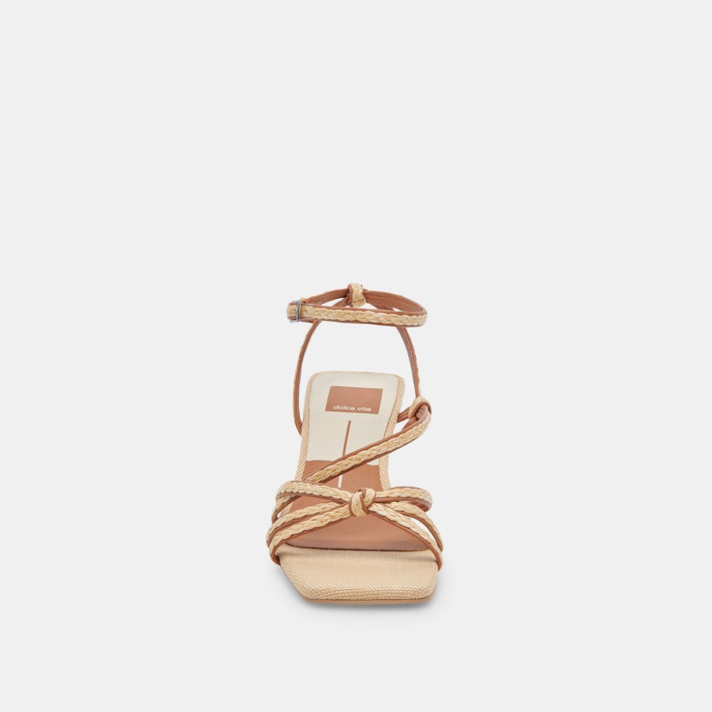 Dolce Vita Bev Braid Wide Heels Brown Natural Jute