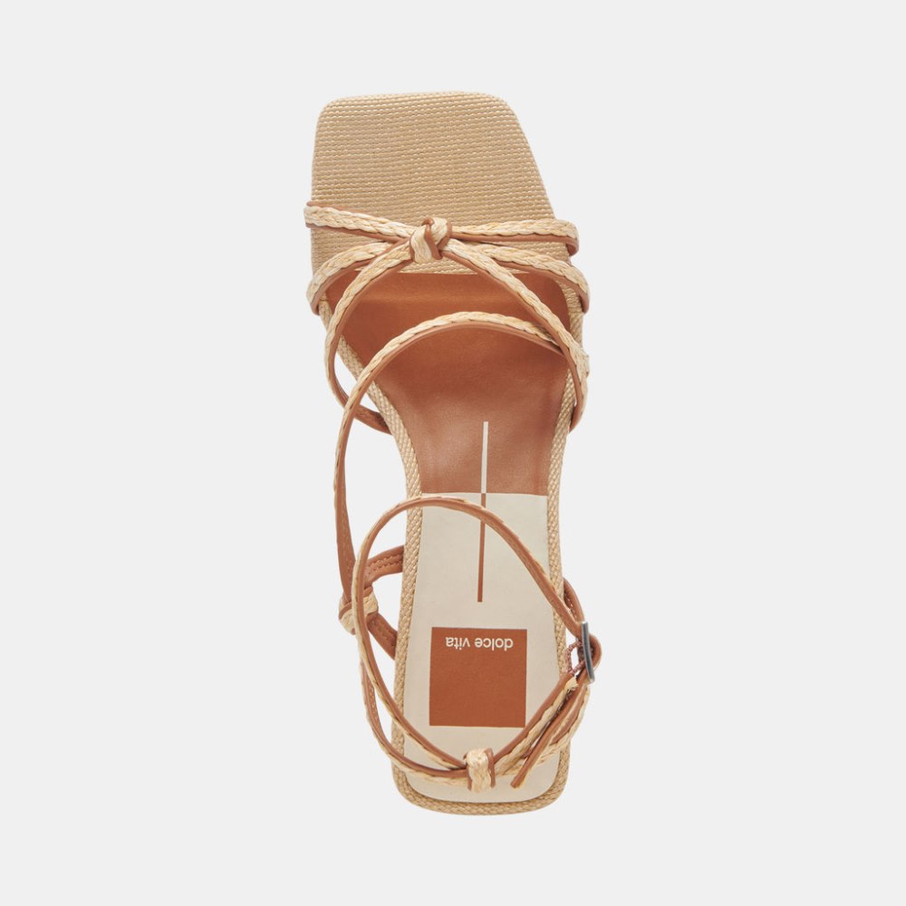 Dolce Vita Bev Braid Wide Heels Brown Natural Jute