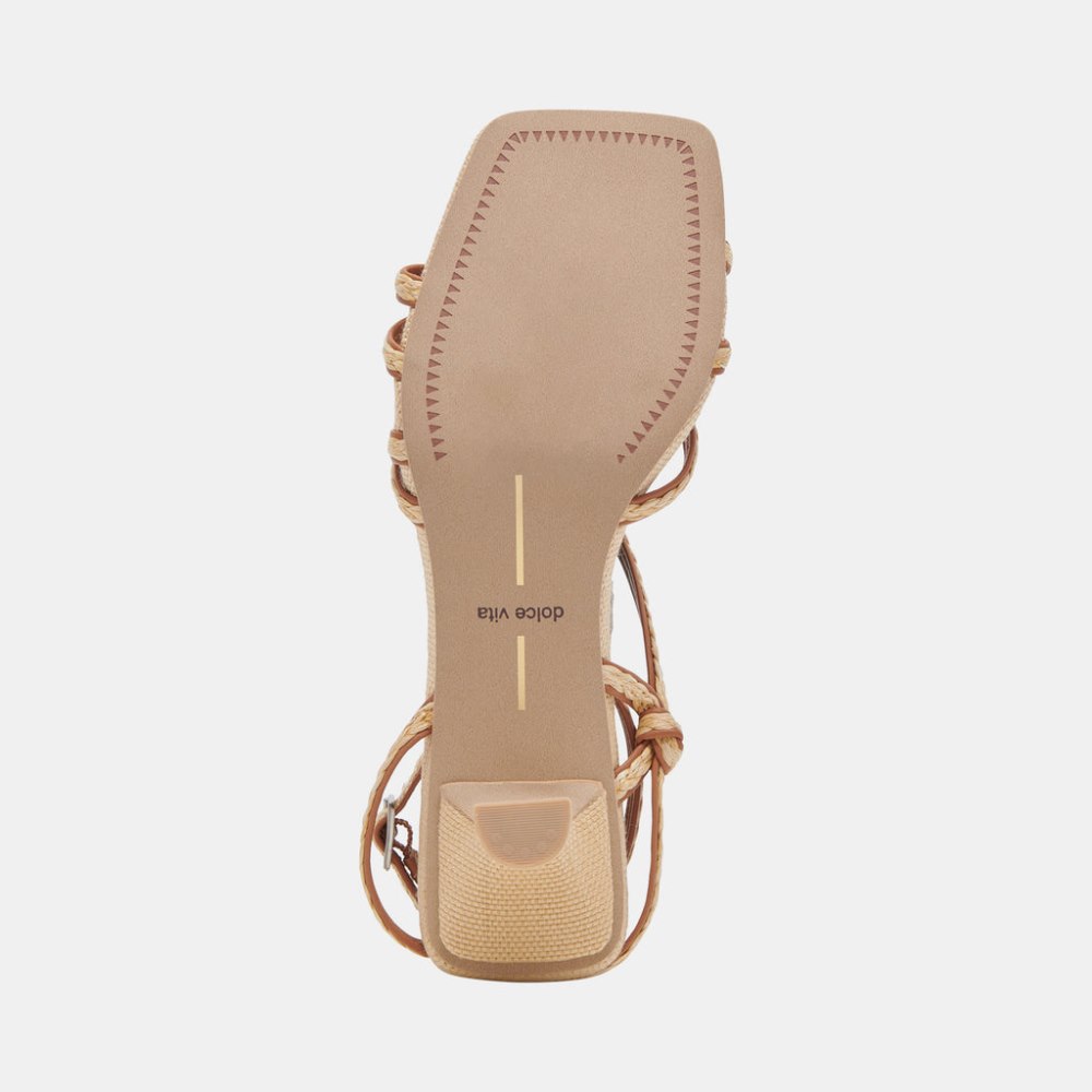 Dolce Vita Bev Braid Wide Heels Brown Natural Jute