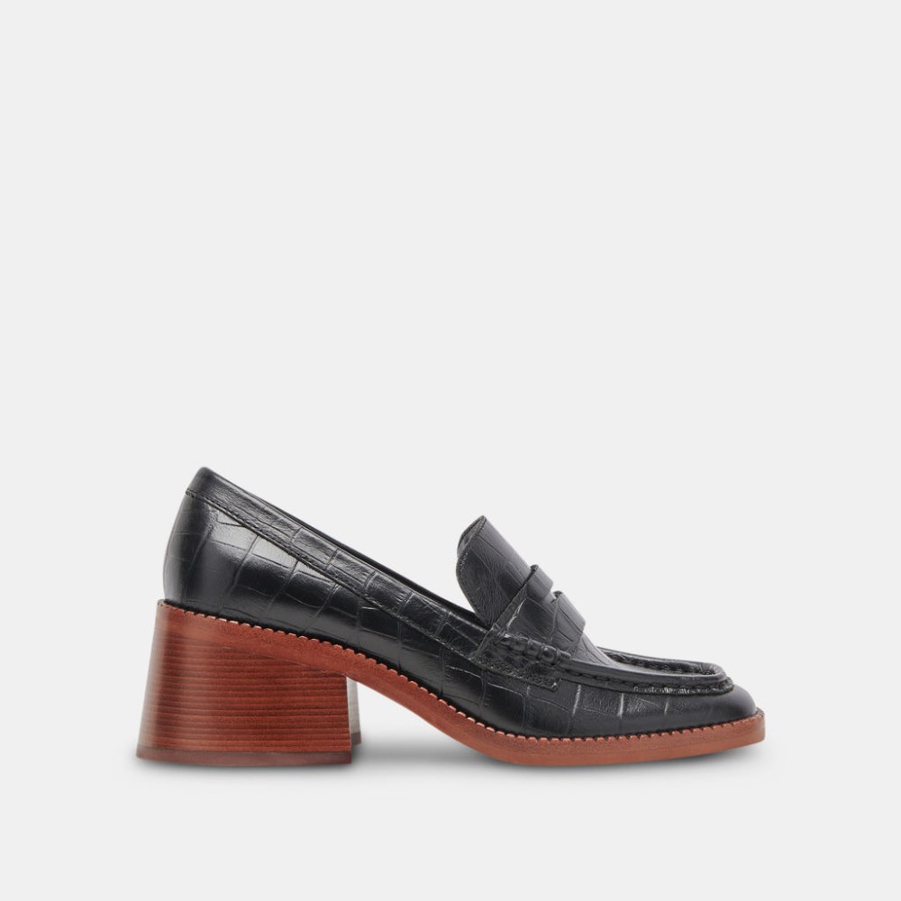 Dolce Vita Talie Loafers Noir Embossed Leather