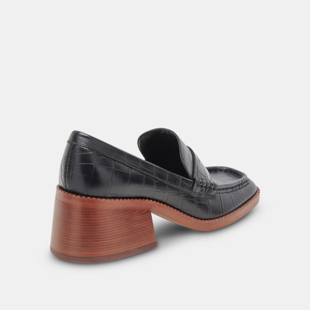 Dolce Vita Talie Loafers Noir Embossed Leather