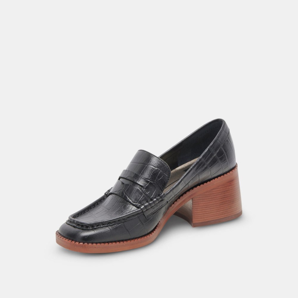 Dolce Vita Talie Loafers Noir Embossed Leather