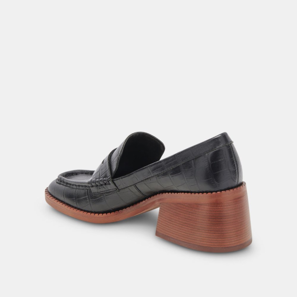 Dolce Vita Talie Loafers Noir Embossed Leather