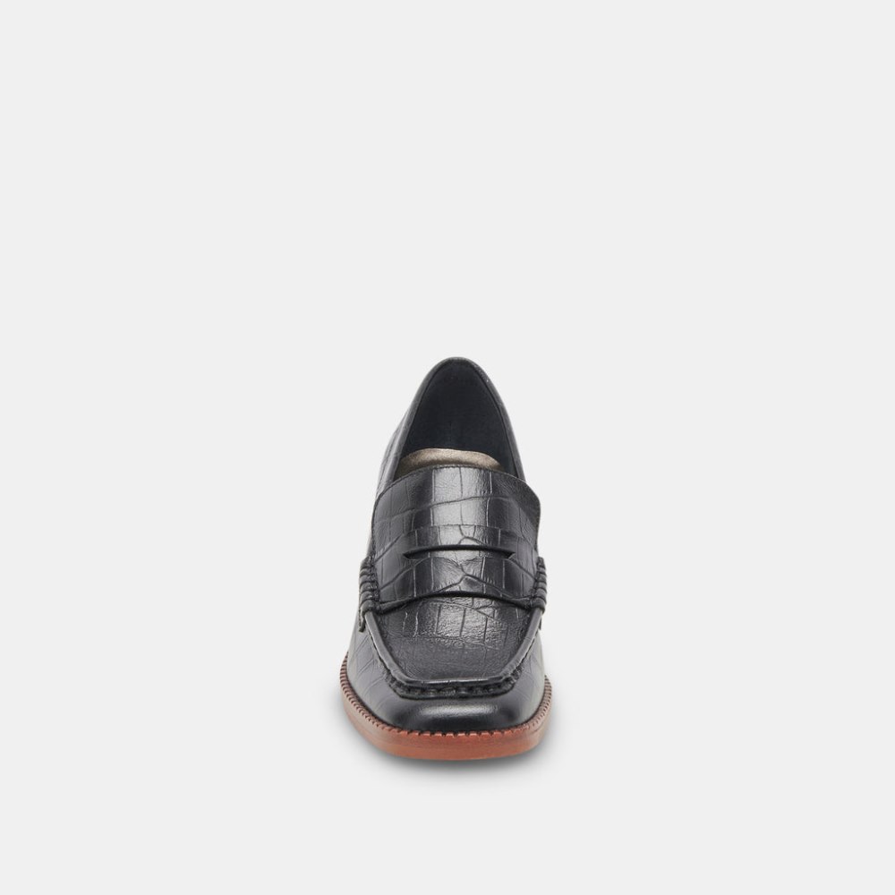 Dolce Vita Talie Loafers Noir Embossed Leather