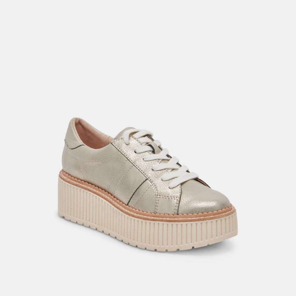 Dolce Vita Tiger Sneakers Light Gold Leather