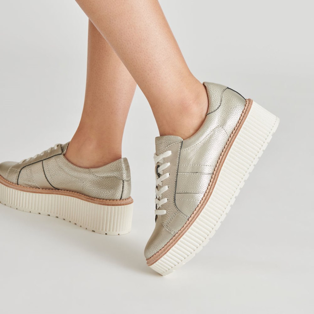 Dolce Vita Tiger Sneakers Light Gold Leather