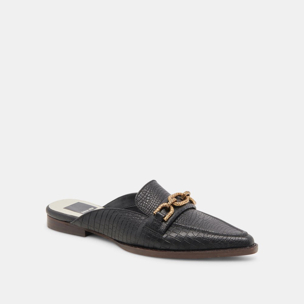 Dolce Vita Sidon Flats Noir Embossed Leather