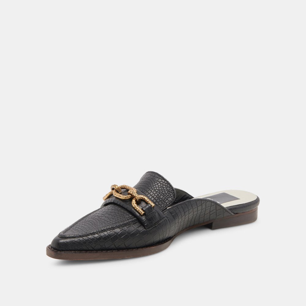 Dolce Vita Sidon Flats Noir Embossed Leather