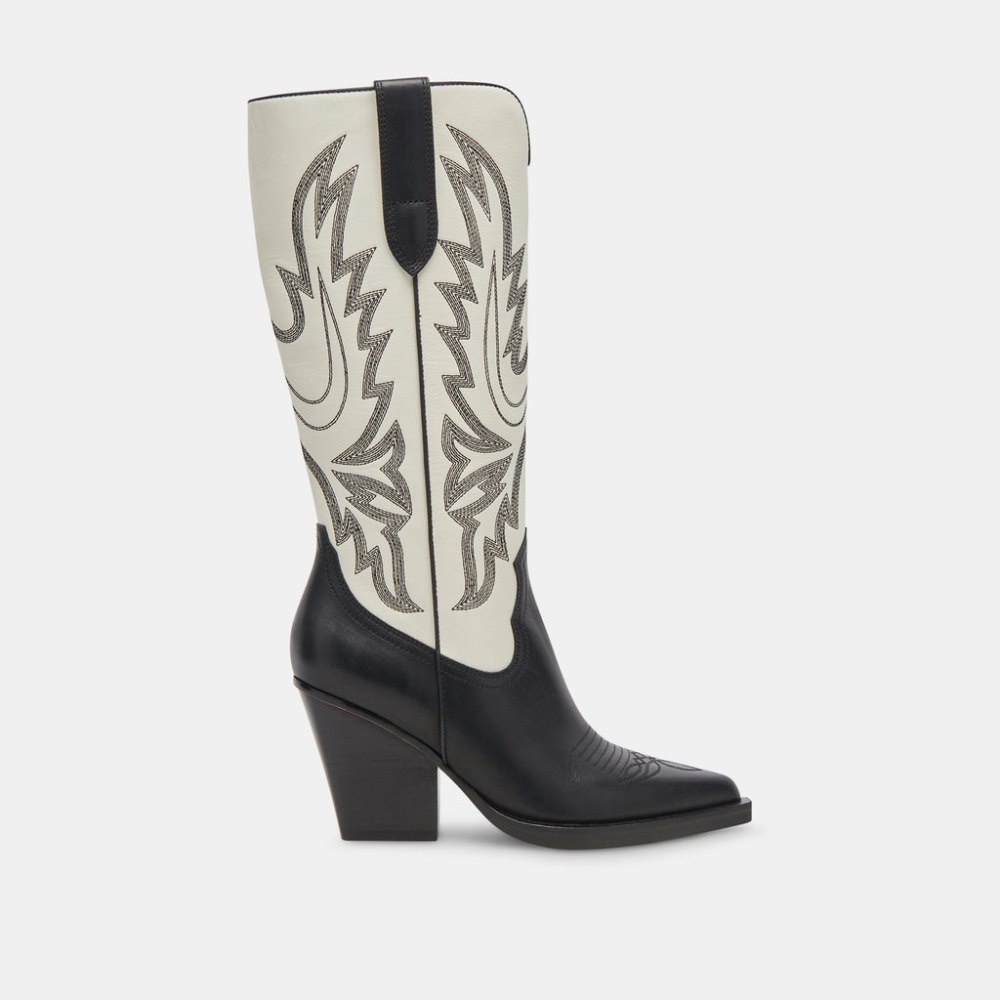 Dolce Vita Blanch Boots Black White Leather