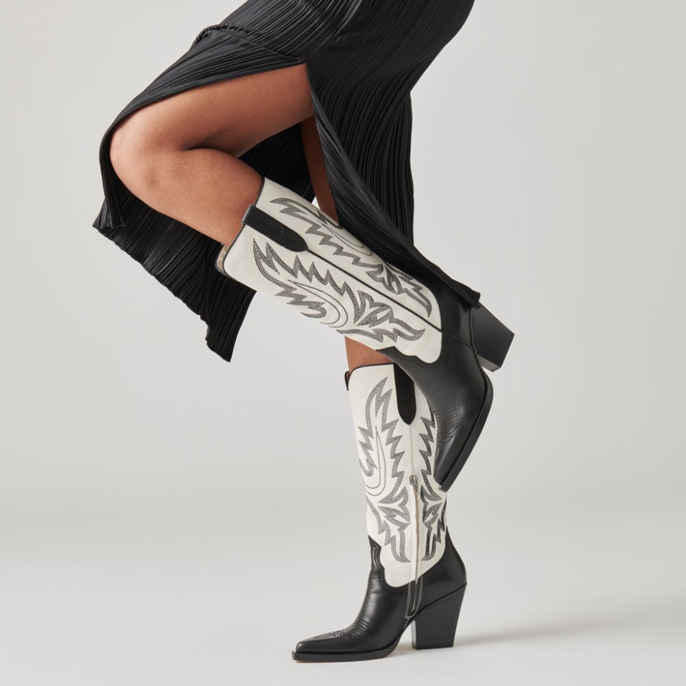Dolce Vita Blanch Boots Black White Leather