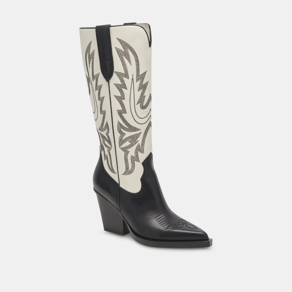 Dolce Vita Blanch Boots Black White Leather
