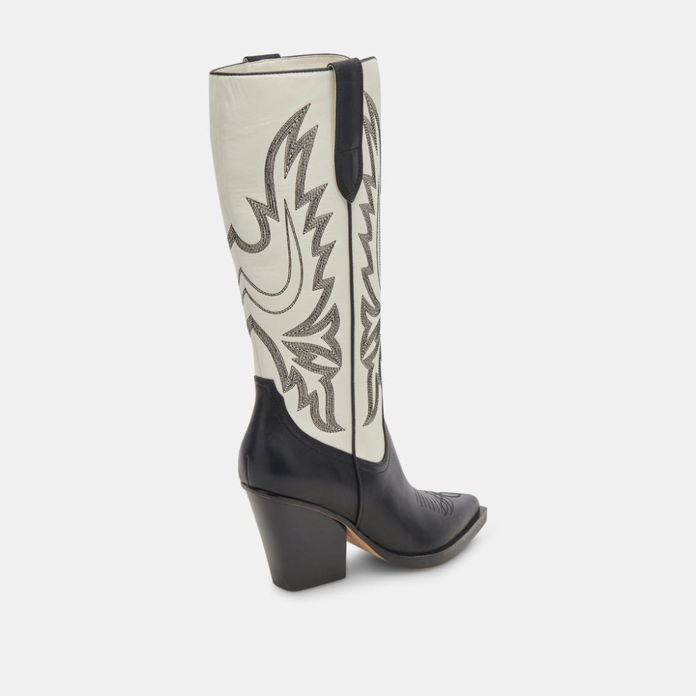 Dolce Vita Blanch Boots Black White Leather