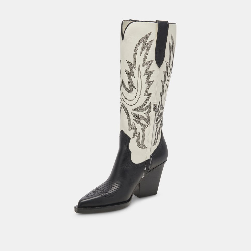 Dolce Vita Blanch Boots Black White Leather